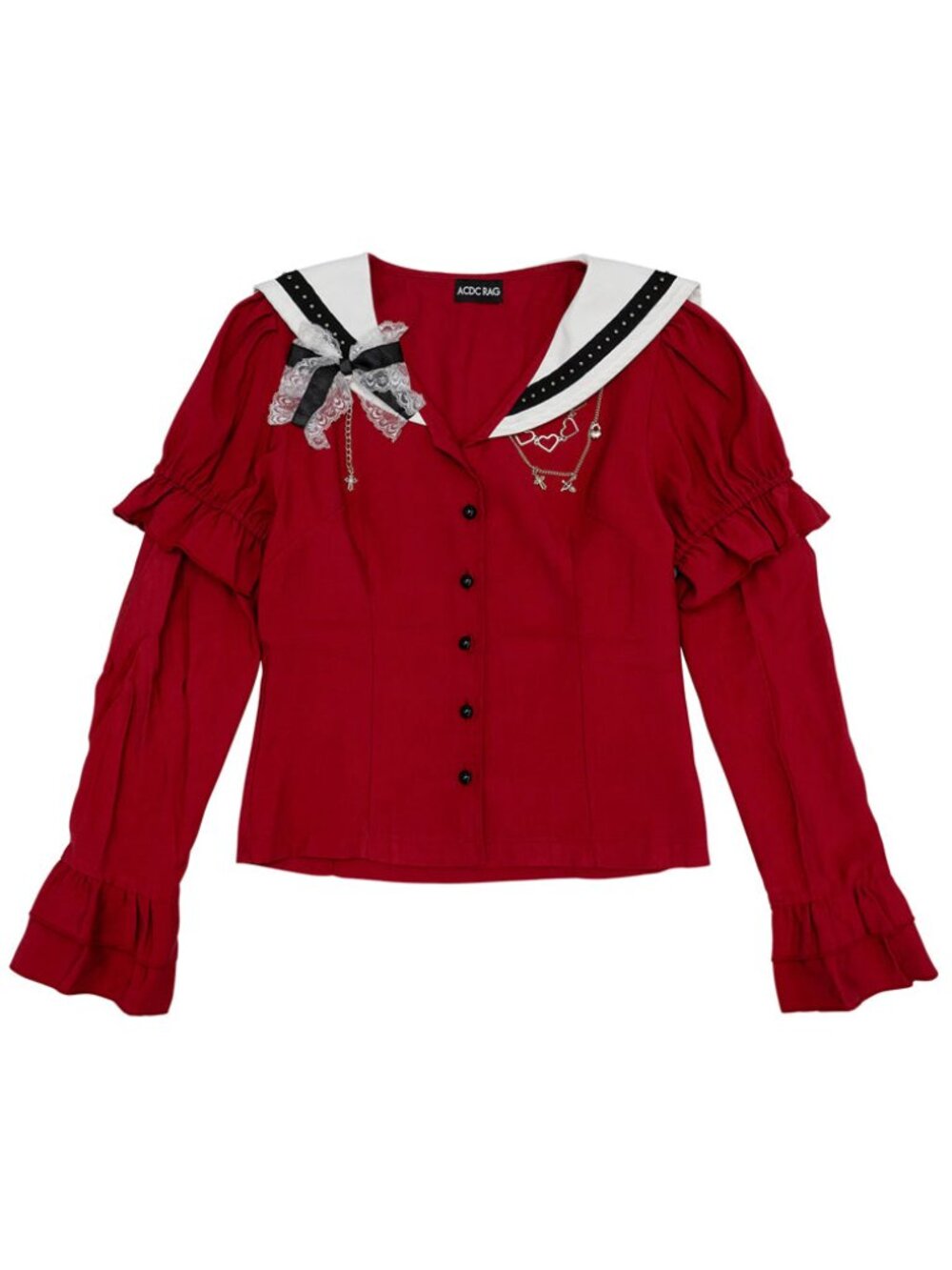 NEW ACDC RAG -Swaying Heart Dark Jirai Sailor Blouse Top